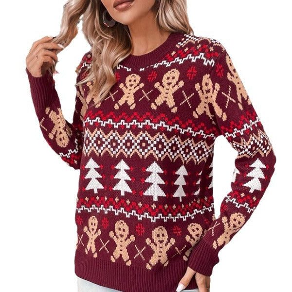 Women's Christmas Party Jacquard Crew Neck Jumper