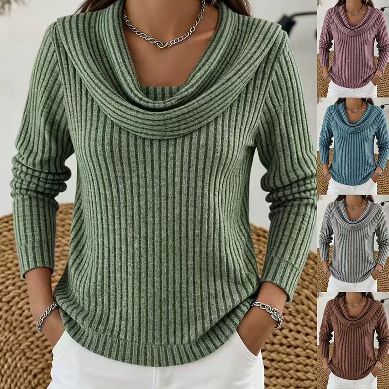 Women's Isadora Cowl-Neck Ribbed Top