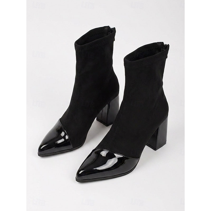 Harper & Wells Women's Beatrix Cap-Toe Chunky Heel Ankle Boots