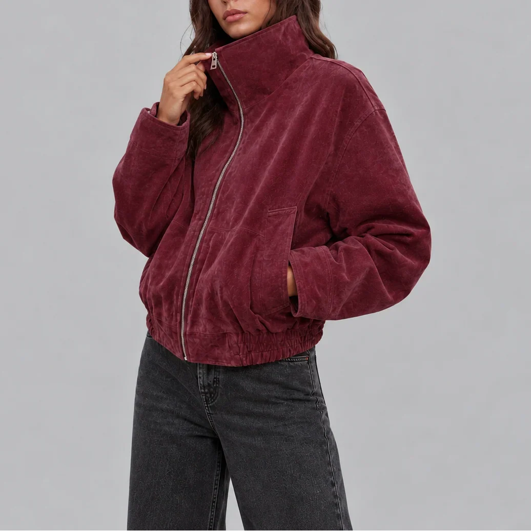 Women's Oversized Cropped Bomber Jacket