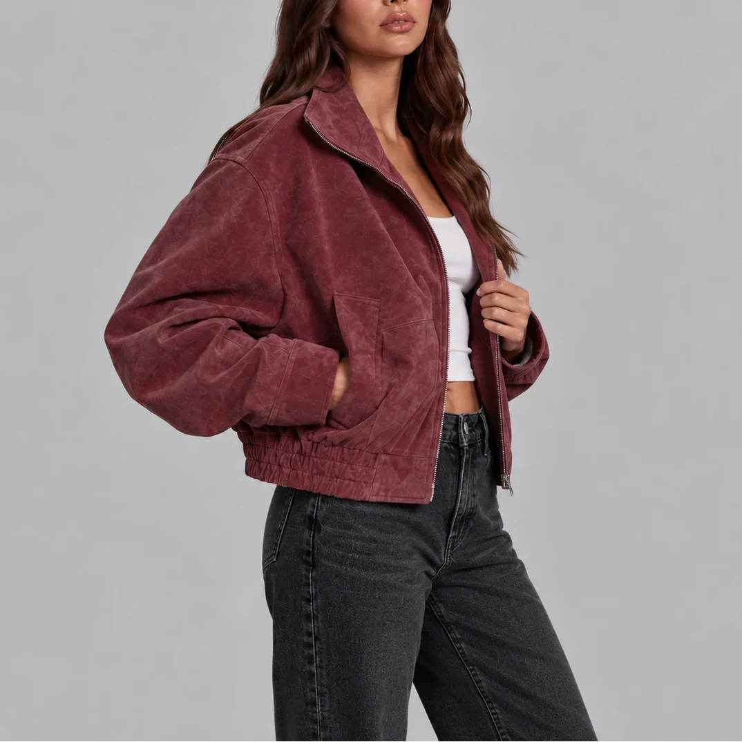 Women's Oversized Cropped Bomber Jacket