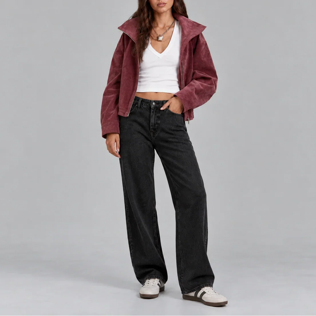 Women's Oversized Cropped Bomber Jacket