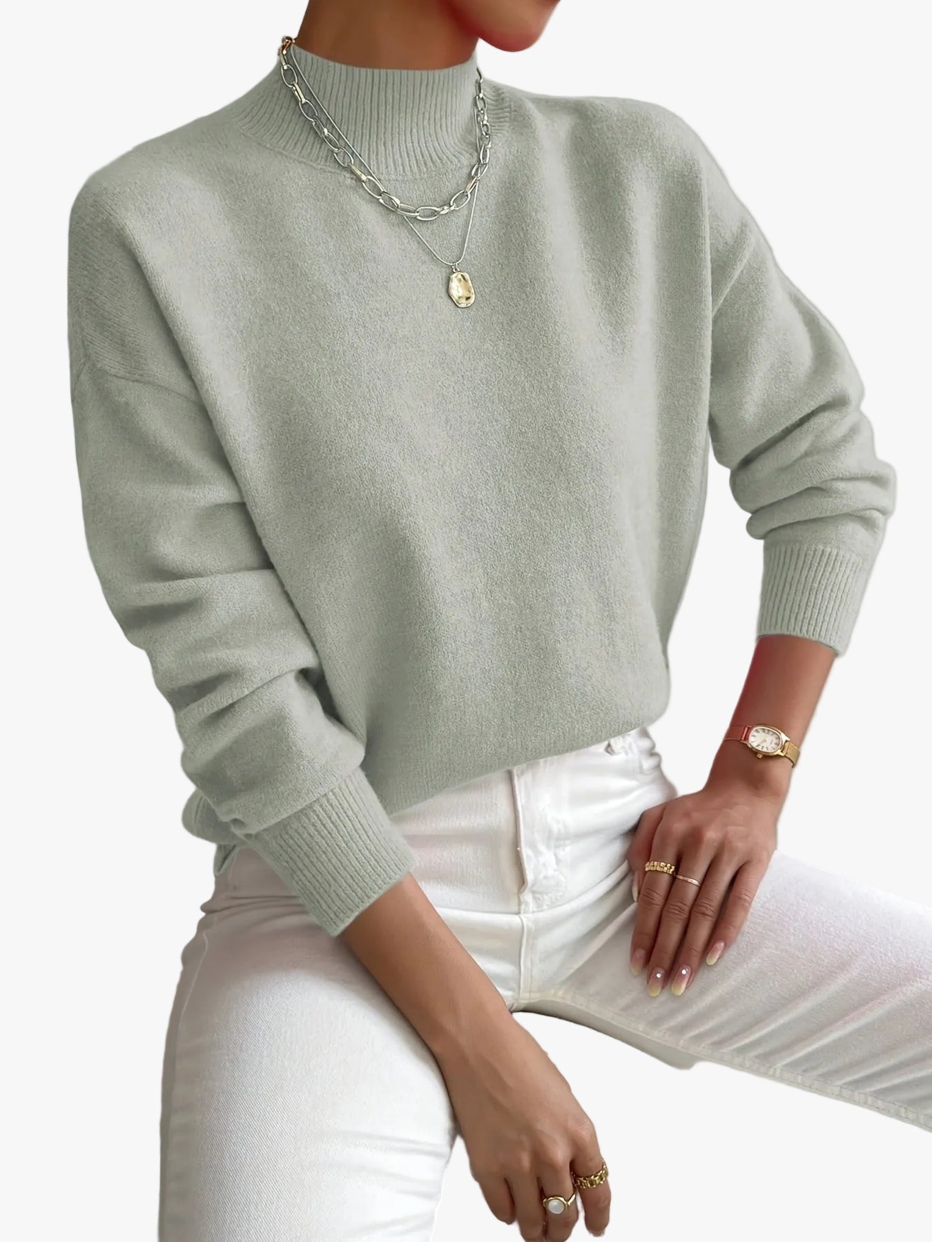 Kate and Wendy Women's Casual Knit Turtleneck Pullover Sweater