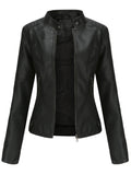 Lena Boutique Hamptons Olivia Women's Slim-Fit Faux Leather Moto Biker Jacket