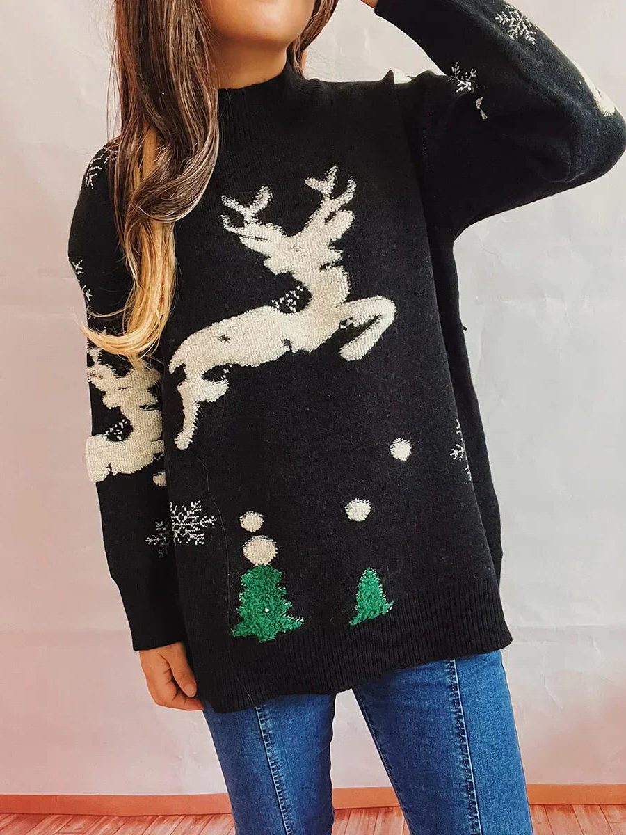 Women's Christmas Reindeer Crew Neck Knit Jumper