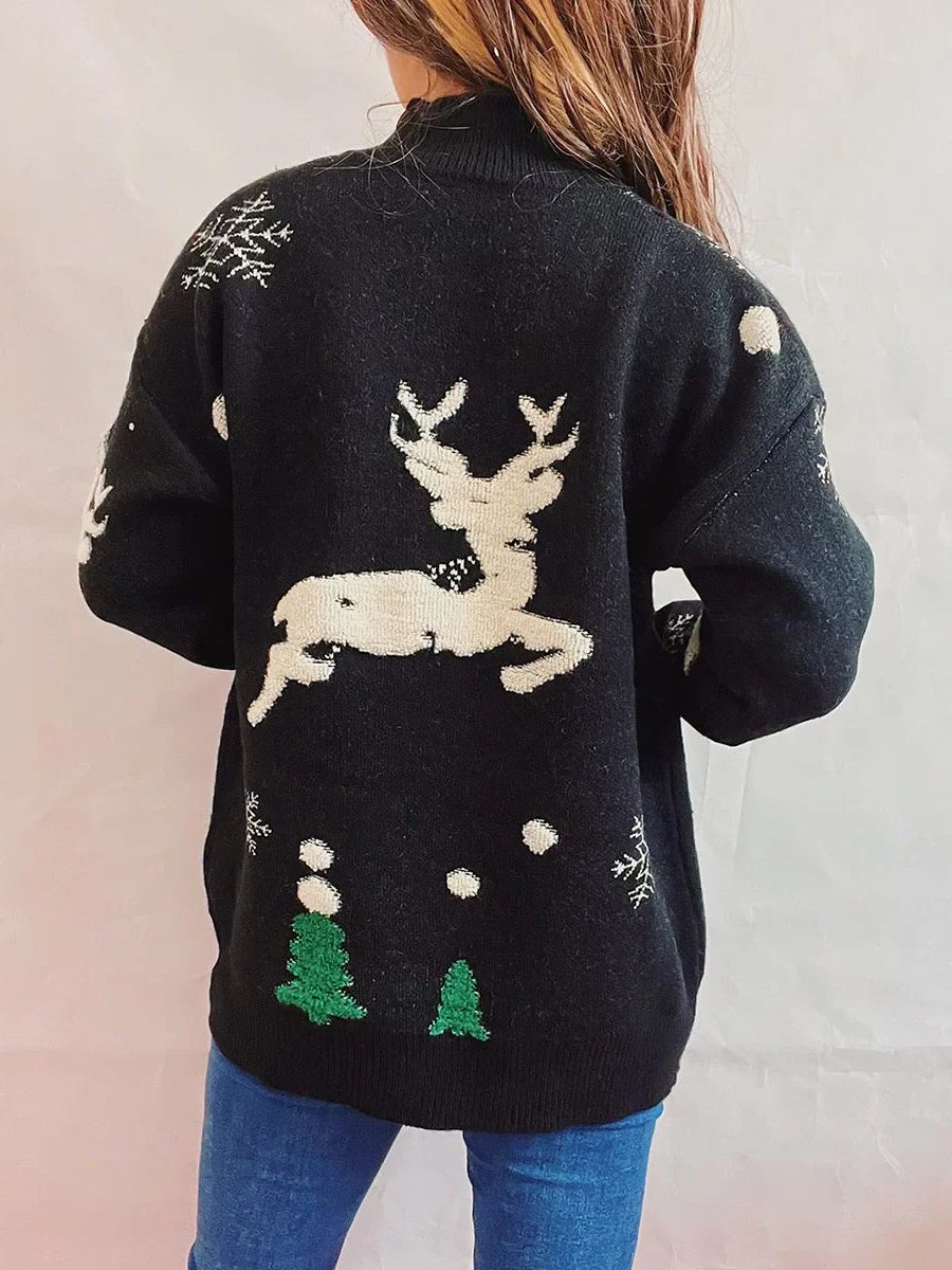 Women's Christmas Reindeer Crew Neck Knit Jumper