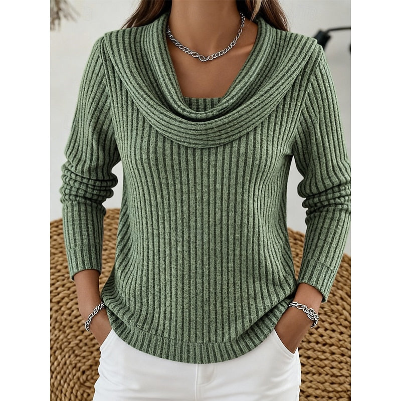 Women's Isadora Cowl-Neck Ribbed Top