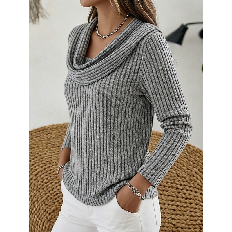 Women's Isadora Cowl-Neck Ribbed Top
