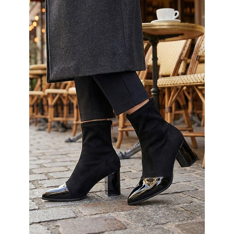 Harper & Wells Women's Beatrix Cap-Toe Chunky Heel Ankle Boots