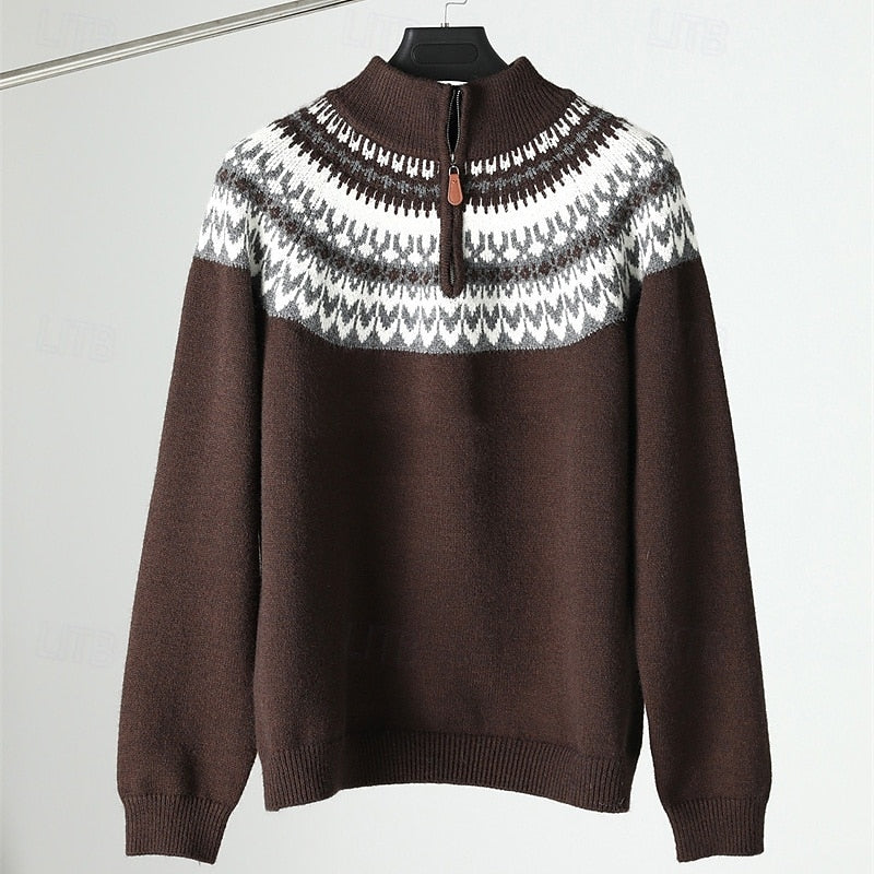 Haven Beck Men's Barnaby Patterned Quarter Zip Sweater